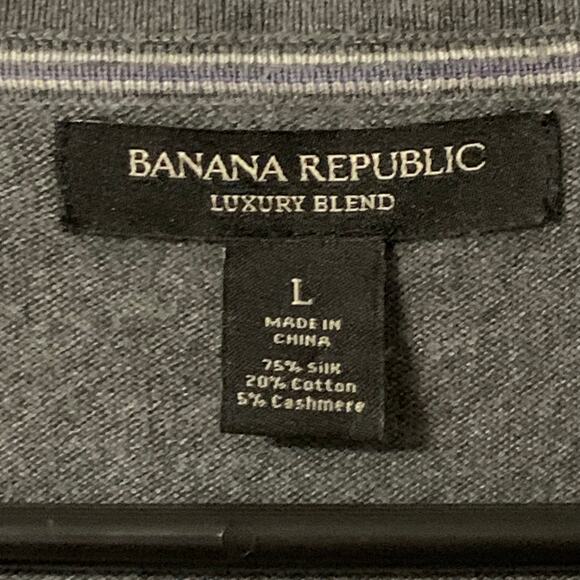Banana Republic Men's Luxury Blend Cashmere Blend V-Neck Gray Sweater Sz L GUC - Picture 2 of 7